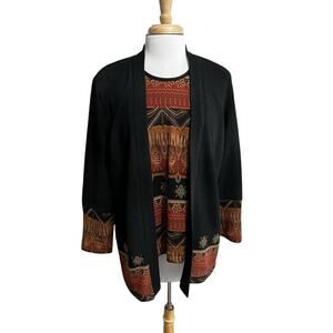 NANCY MICHAELS 2 Pc Artsy Boho Set Jacket Blouse Career Casual sz 12